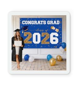 Class of 2026 Graduation Banner 47x67" - Large CONGRATS GRAD Polyester Banner, Photo Backdrop & Wall Decor for  graduation
