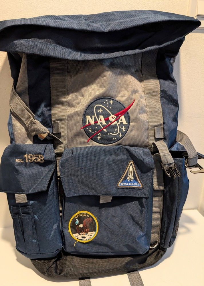 Nasa Roll-Top Backpack Blue And Gray