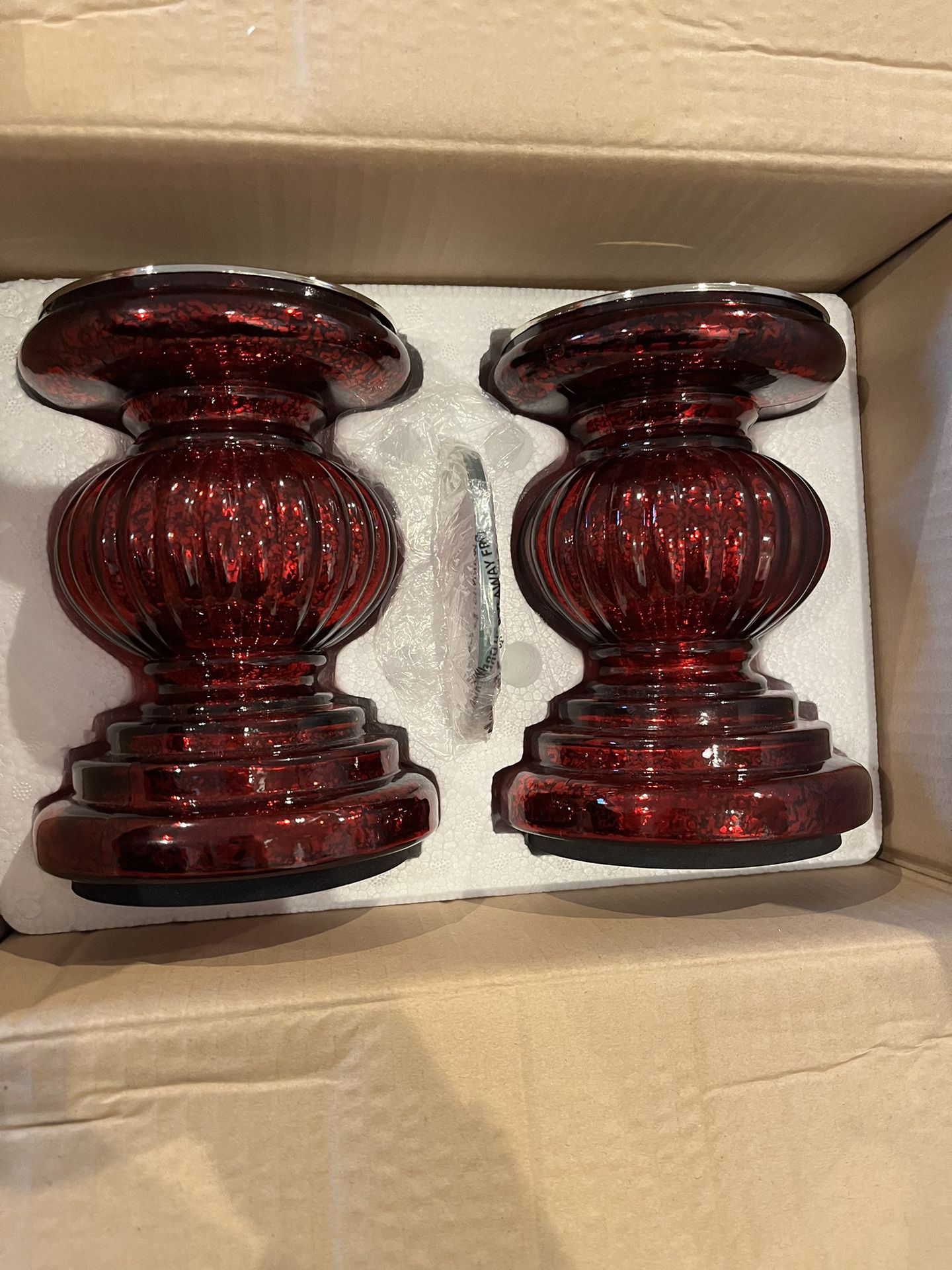  Valerie Parr Hill Mercury Candle Holders Red