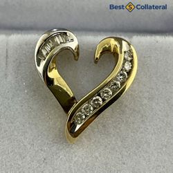 14k Gold Diamond Heart Pendant