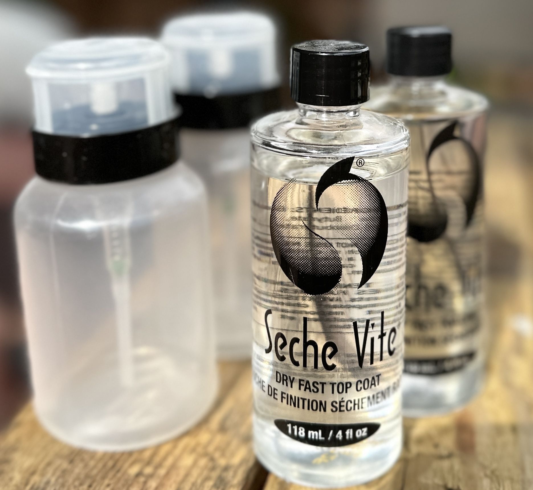 Dry Fast Top Coat & 120ml Pump Dispenser Bottle