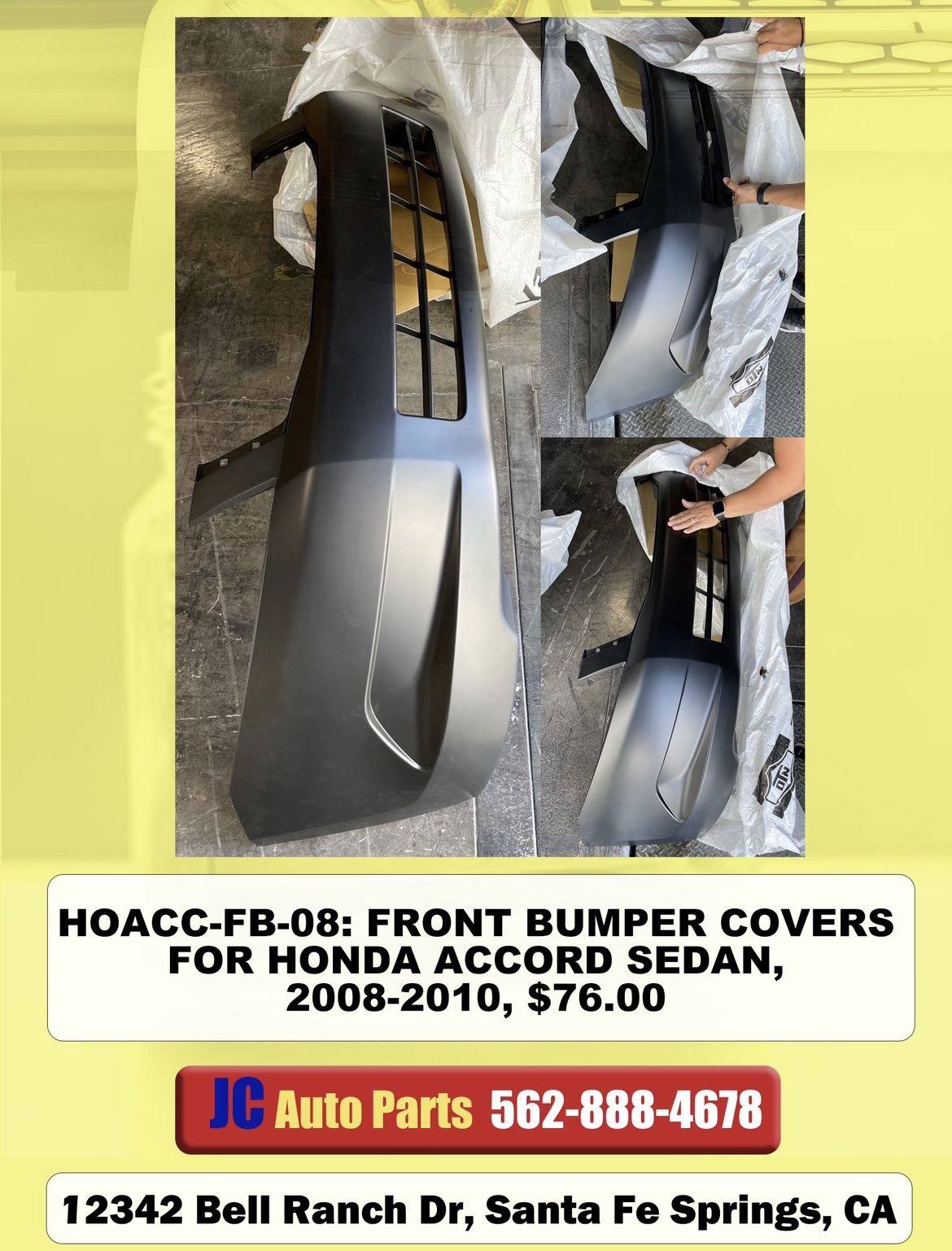 FRONT BUMPER COVERS FOR HONDA ACCORD SEDAN, 2008 2009 2010