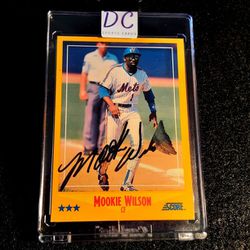 Mookie Wilson 1988 Score Autographed Card! (Smudged At Signing) NY METS MLB
