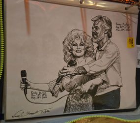 Hand Drawn Dolly Parton and Kenny Rodgers