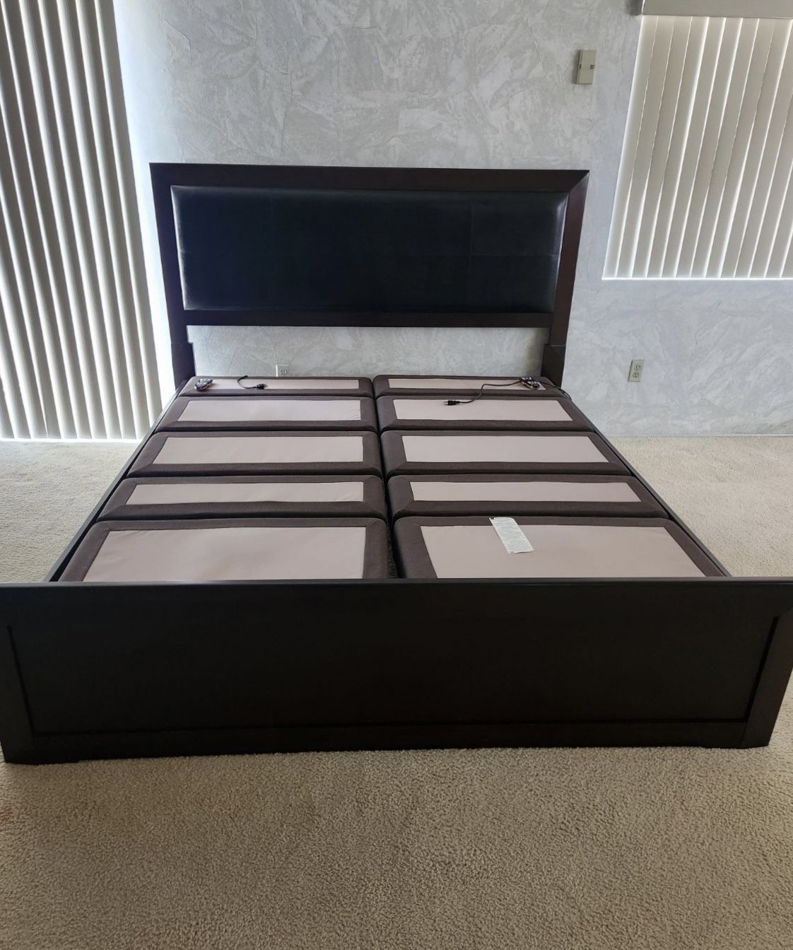 Dark Wood King Size Headboard Footboard And Rails Bed frame $250