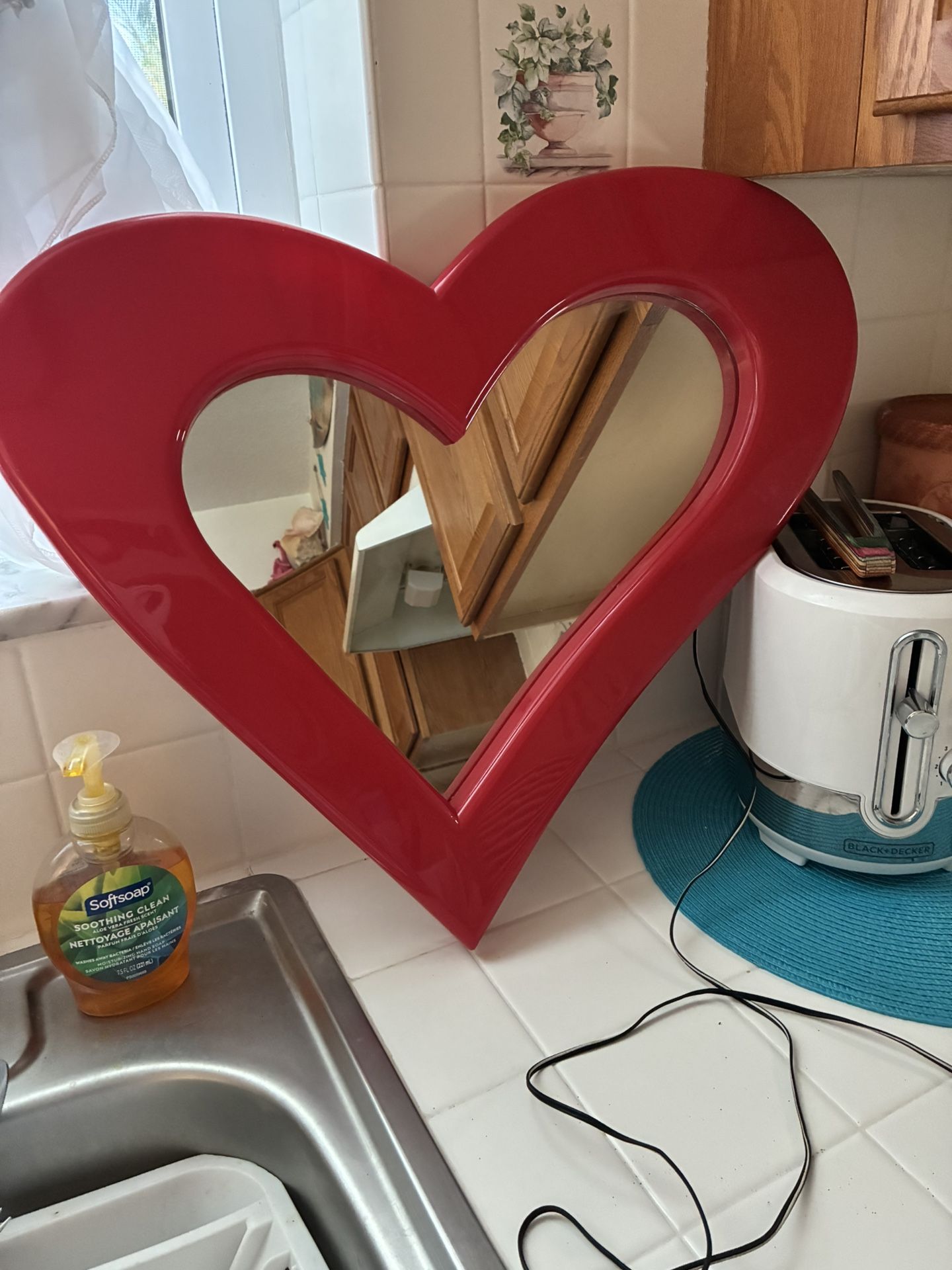 Red Heart Shape Light Up Mirror