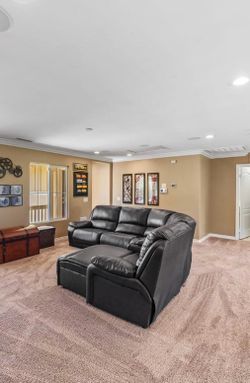 Brown Leather Sectional Sofa with Ottoman