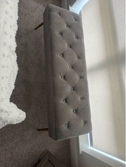 Gray Tufted Bench