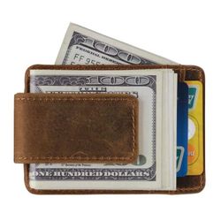 Men’s Real top Leather Money Clip Wallets