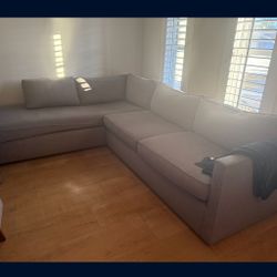 Grey Fabric L Shaped Sectional Couch 