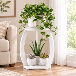 Wood Plant Flower Pot Stand Holder Indoor Size 15" Tall, 12" Diameter New Condition