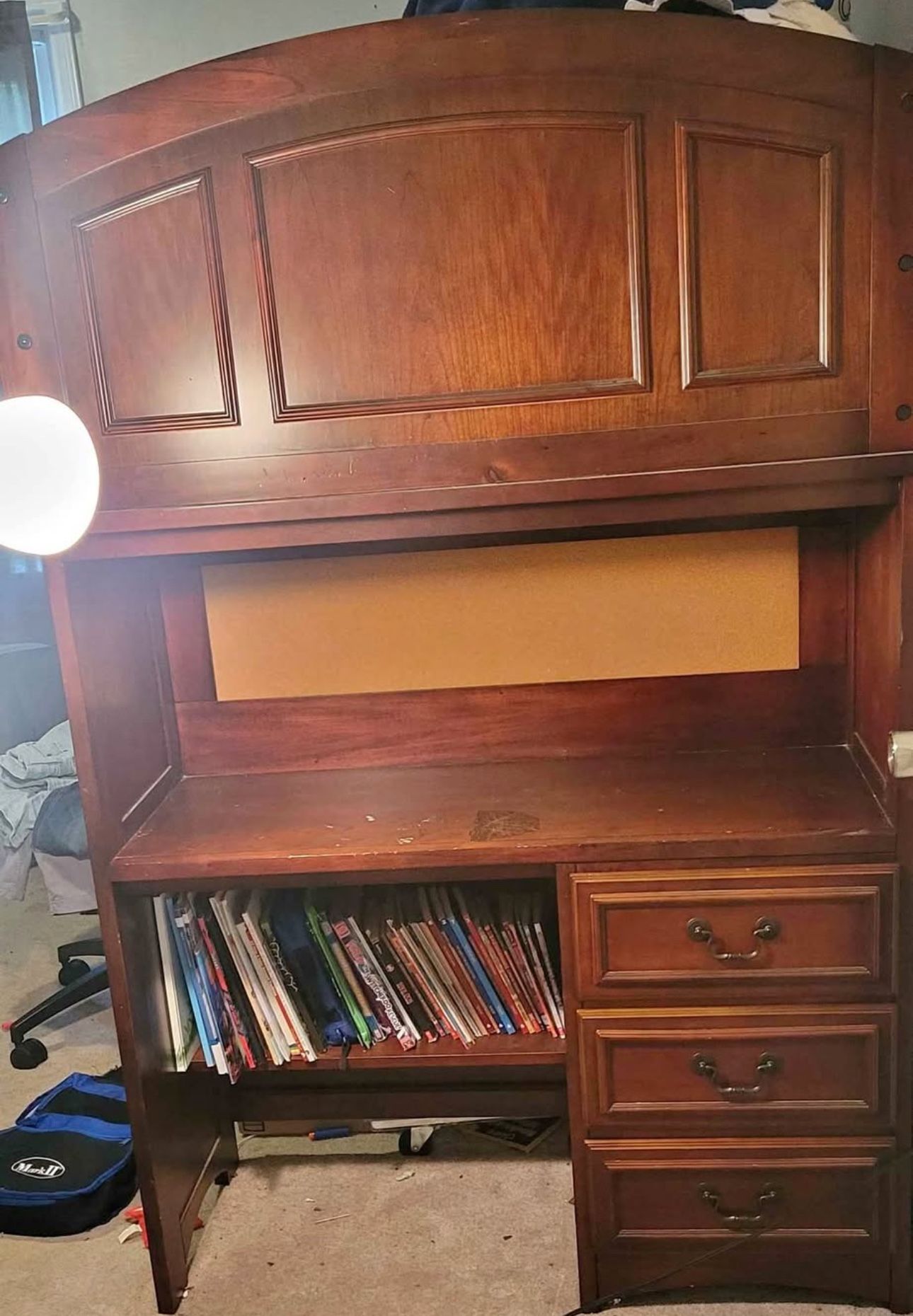 $125 Or Best Offer: Cafe Brown Wood Loft bed: NE Kids School House Chocolate Brown Stair Loft. (delivery Available)