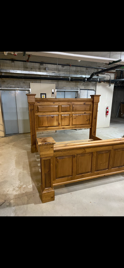Oversized Solid Pine King Bed Frame – 74" Statement Headboard
