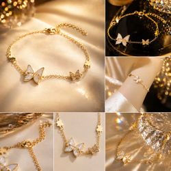 Elegant Butterfly Charm Gold Bracelet – Minimal Luxury Everyday Jewelry