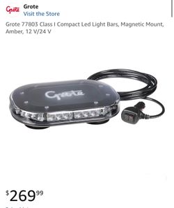 Grote 77803 Class I Compact Led Light Bars, Magnetic Mount, Amber, 12 V/24 V
