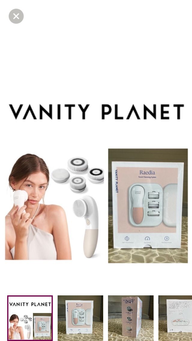 NEW!  Vanity Planet Raedia Handheld Facial Cleansing Brush & 4 Interchange heads