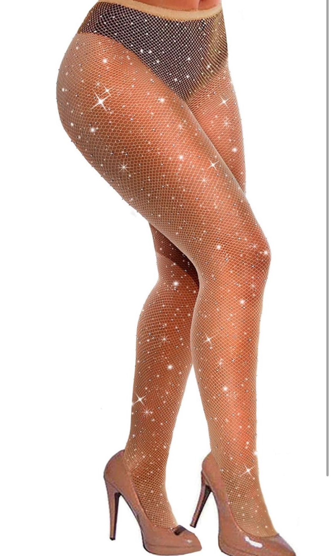 Sparkly Fishnets Stockings Jeweled High Waist Fishnet Tights for Women Rhinestone Party Pantyhose