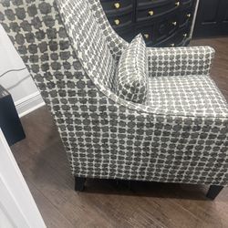 2 Gray And White Accent Chairs