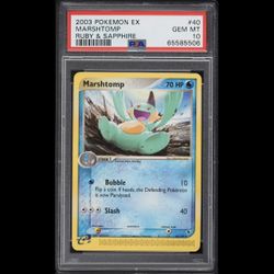 PSA 10 GEM MINT 2003 Pokemon EX Ruby & Sapphire Marshtomp #40