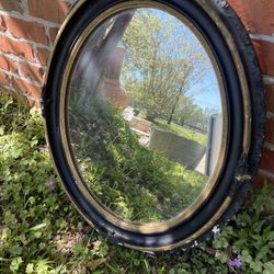 Antique Oval Mirror Black & Gold