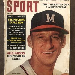 Vintage Sport Magazine May 1964-Boston Celtics-Spahn-Koufax-Kara’s-Great Advertising-Stories-Photos.  