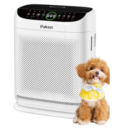 Home air purifiers, large room up to 3000 square feet with double air intake, PAKEOI HEPA air purifier for bedroom with washable pre-filters, remote c