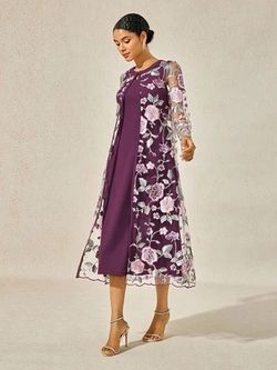 Lace Embroidered Floral Dress Set, M (8/10)