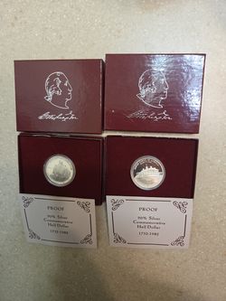 1982 George Washington anniversary proof half silver dollars.  $35 each