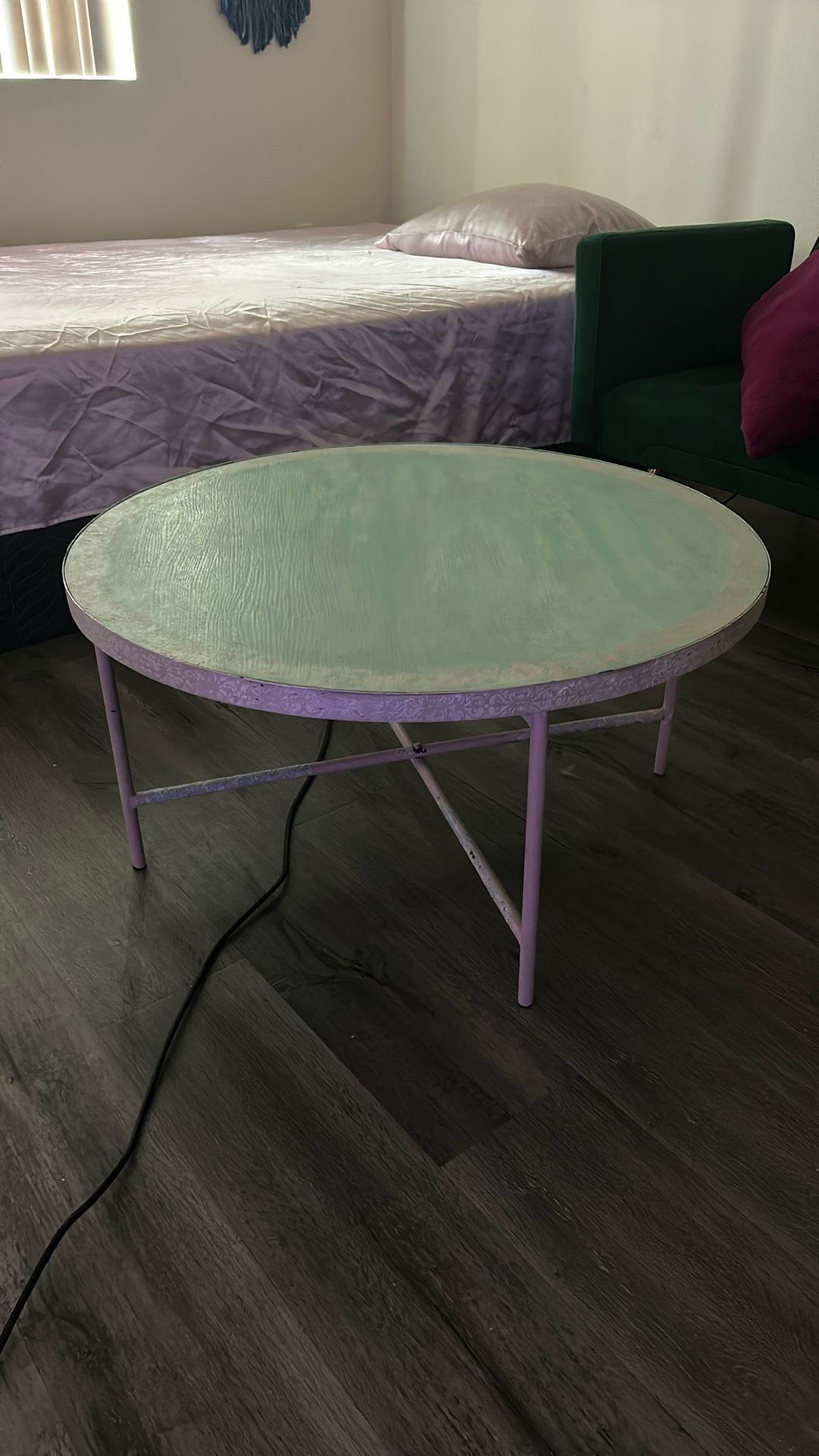 pink and green coffee table/outside table