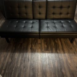 Faux Leather Futon Style Sofa 