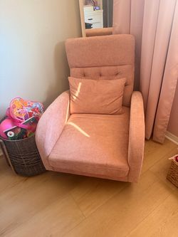 Pink Fabric Tufted Accent Armchair