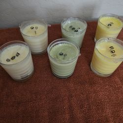 Glassed Candles, 4x3, Bright N Pale Yellow, Sage Green New Never Burned, Giftable, Not Scented, Same Color pair $1.00