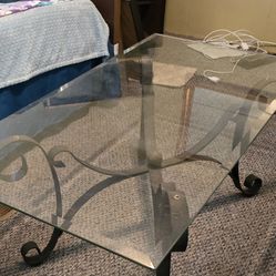 Wrought Iron & Glass Coffee Table