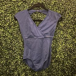 Dance leotard Bloch Womens blue Polyester Blend Bodysuit One-Piece Size L