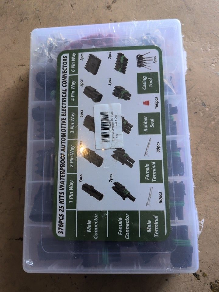 376Pcs 25 Kits Waterproof Automotive Electrical Connectors 1/2/3/4/6 Male & Female