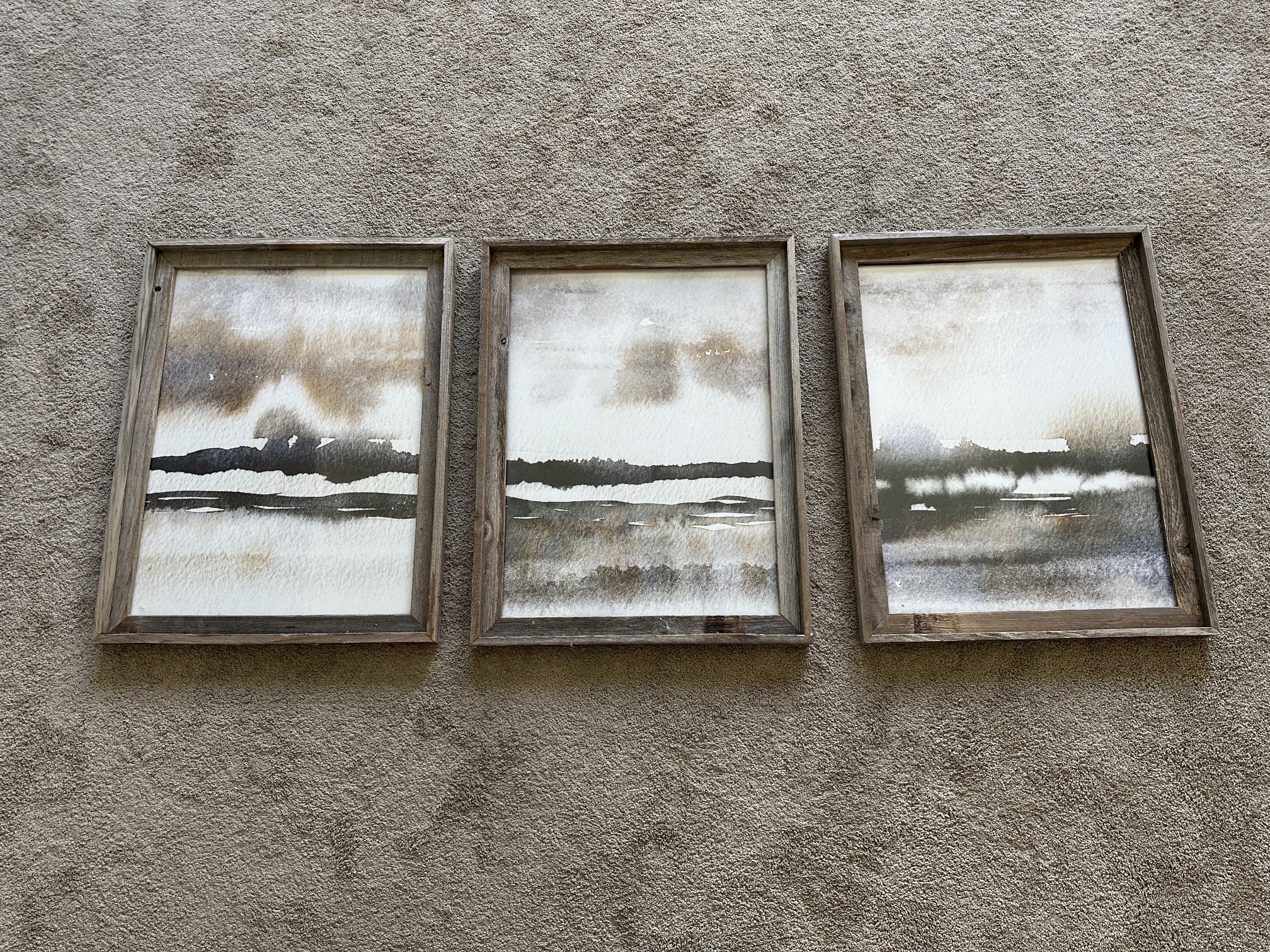 Set Of 3 Grey Wooden Picture Frames (Picture Inside Removable)
