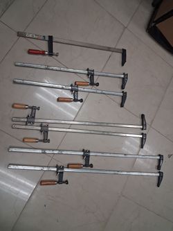 Set of 7- , Steel Bar Clamp Tool, Ratchet Quick Release for Metal or Wood