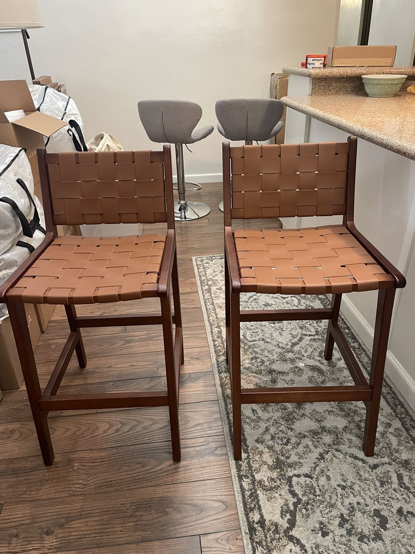 Countertop Stools (2) - brown wooden