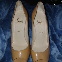 LOUBOUTIN RED BOTTOM LADY PEEP PLATFORM HEELS SZ.40