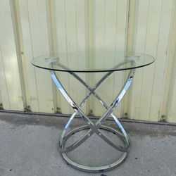 Chrome And Glass End Table