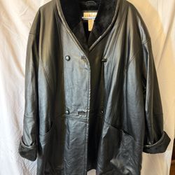 Women’s Genuine Leather Coat – Black Venezia – Size 22W