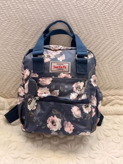 New Floral Waterproof Nylon small Backpack Purse | Multi-Pocket