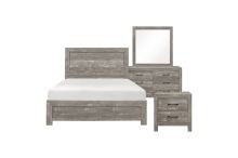 Brand new light gray queen bedframe + dresser + mirror + nightstand 4PCs bedroom set