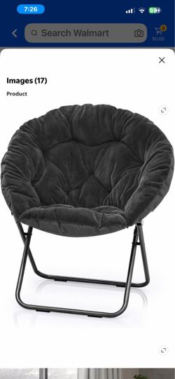 BuySphere Round Foldable Oversized Saucer Moon Chair for Adults Large Cozy Chair for Bedroom, Black   213 $35