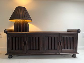End of bed bench rattan and wood
