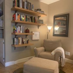 New Natural White Oak Floating Shelves, 2” Thick x 12” Deep, Various Lengths