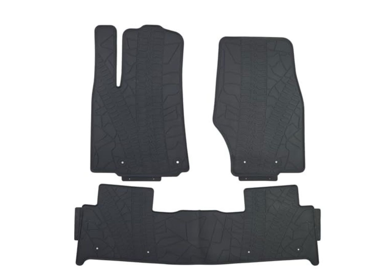 Custom-fit for 2022-2025 Jeep Grand Cherokee Premium All-Weather Rubber Floor Mats and Liners Front and 2nd Row Heavy Duty Set (Black)
