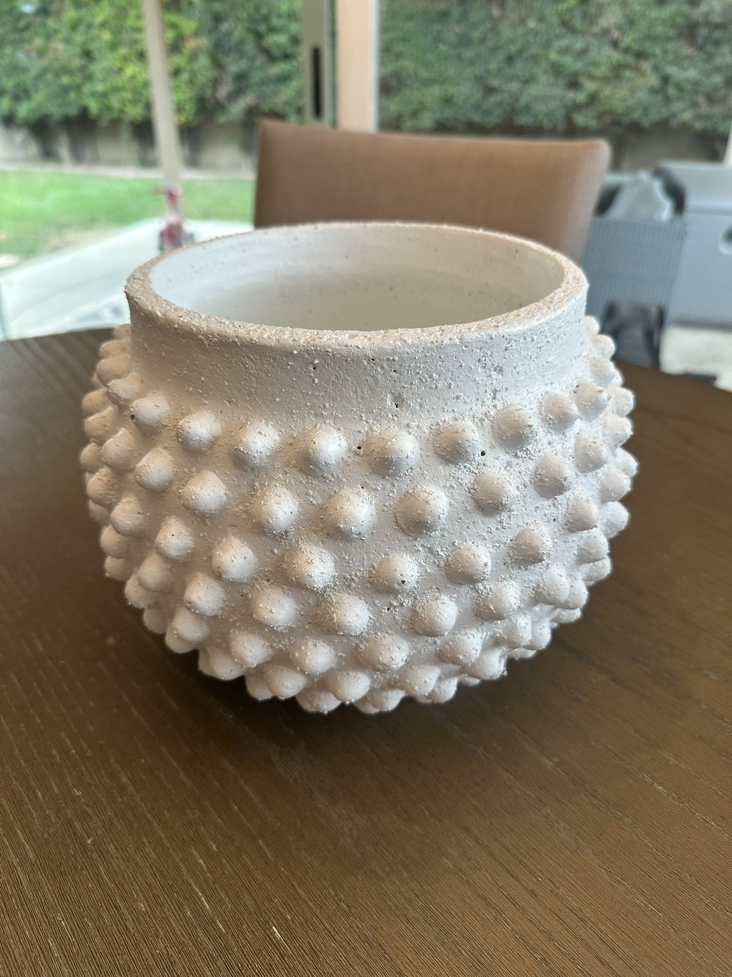 10” White Ceramic Hobnail Pot By Ashland