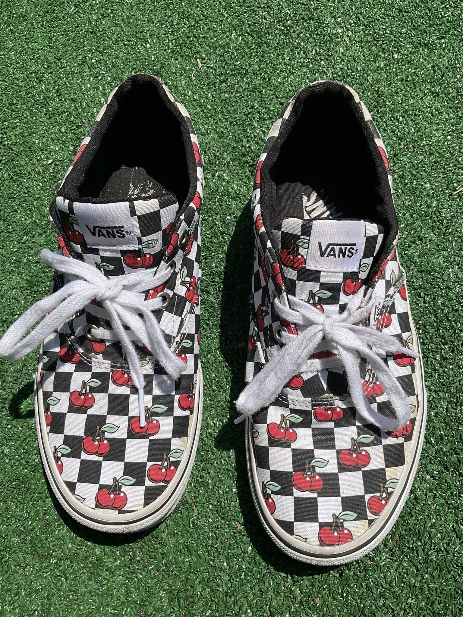 Vans Black and White Cherry Sneakers