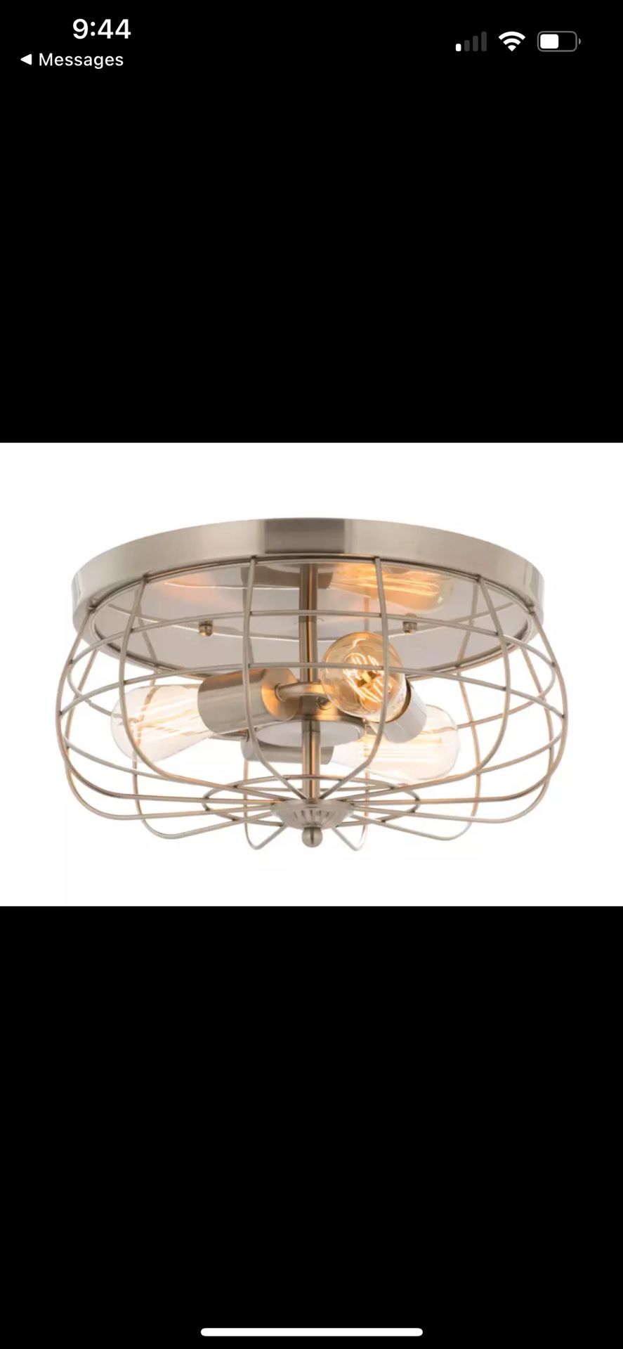 Merra 15 in. Industrial 3-Light Brushed Nickel Metal Cage Flush Mount